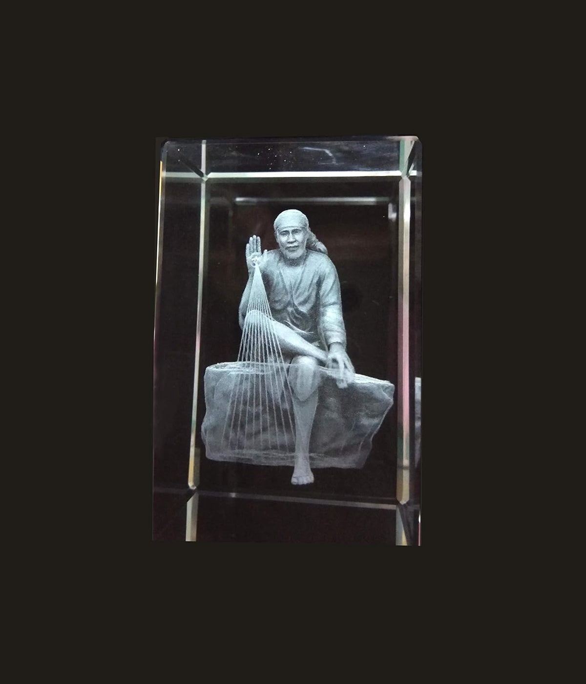 SHINDE EXPORTS 3D Crystal Sai Baba Idol Slick Design Statue Murti- Transparent, 7.5x5x5 cm