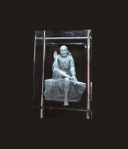SHINDE EXPORTS 3D Crystal Sai Baba Idol Slick Design Statue Murti- Transparent, 7.5x5x5 cm