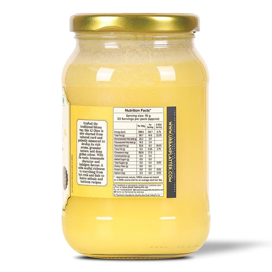 Urban Platter A2 Bilona Cow Ghee, 500ml (Traditional Curd-Churned Desi Ghee | Made from A2 Cow Milk | Pure Ghee for Cooking, Tadka & Daily Meals)