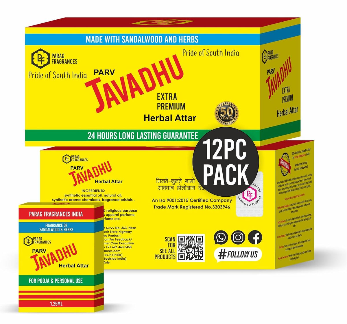 Parag Fragrances Javadhu Attar 1.25ml Pack of 12pcs Pooja Attar
