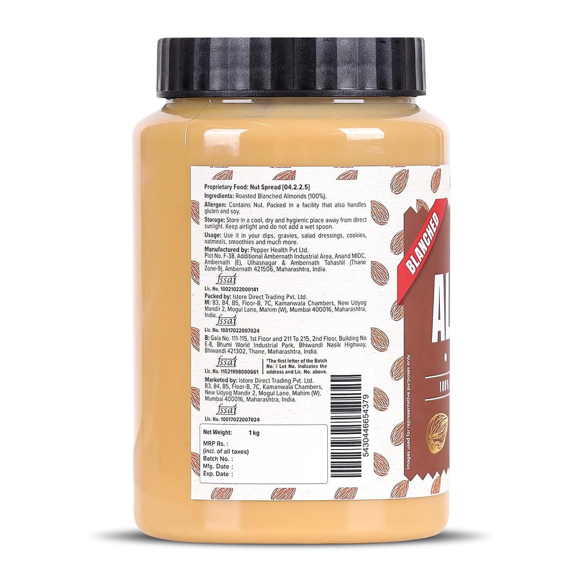 Urban Platter Almond Butter (Without Skin), 1Kg (Nutty Flavour | Single Ingredient | Keto-Friendly | Blanched Paste)