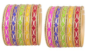 NMII Acrylic (Plastic) with Zircon Gemstone Studded worked Glossy Finished Bangle Set For Women and Girls