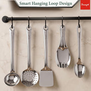Parage Stainless Steel 10 Pieces Cooking Spoons Set, Contains Ladle, Turner, Strainer, Rice Spoon, Oval Spoon, Serving Spoon, Kitchen Cooking Essential Set for Home, 10 Pcs