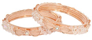 NMII Rose Gold Plated Metal with Stylish Pearls & Zircon Diamond Bangles Kada Set For Women & Girls | Kada For Women Fancy | Elegant Bangles For Wedding, Party, Occasion, Festive- Set of 2