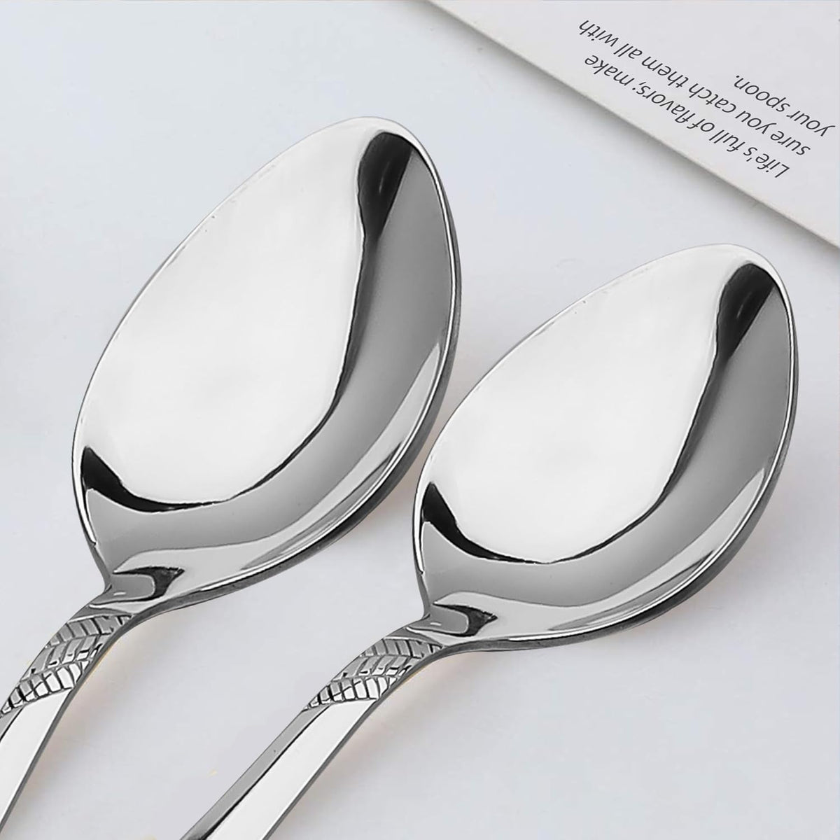 Parage 6 Pieces Stainless Steel Table Spoons,18 cm Long, Premium Spoons Set for Home & Kitchen, Luxury Dinning Tableware Cutlery Set Gift for House Warming,6 Big Spoons, Silver Imperial Design