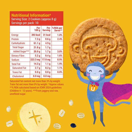 Slurrp Farm No Maida No Palm Oil Banana Oat Multigrain Cookies | Yummy Biscuits made with Oats, Jowar and Whole Wheat Flour | Tasty Cookies for Kids | 80g