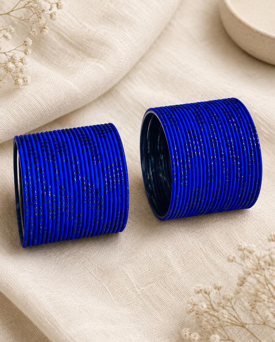 NMII Metal with Cutting Design and Glitter Bangles Set For Women and Girls | Plain Metal Bangles | Stylish Women's Bangles