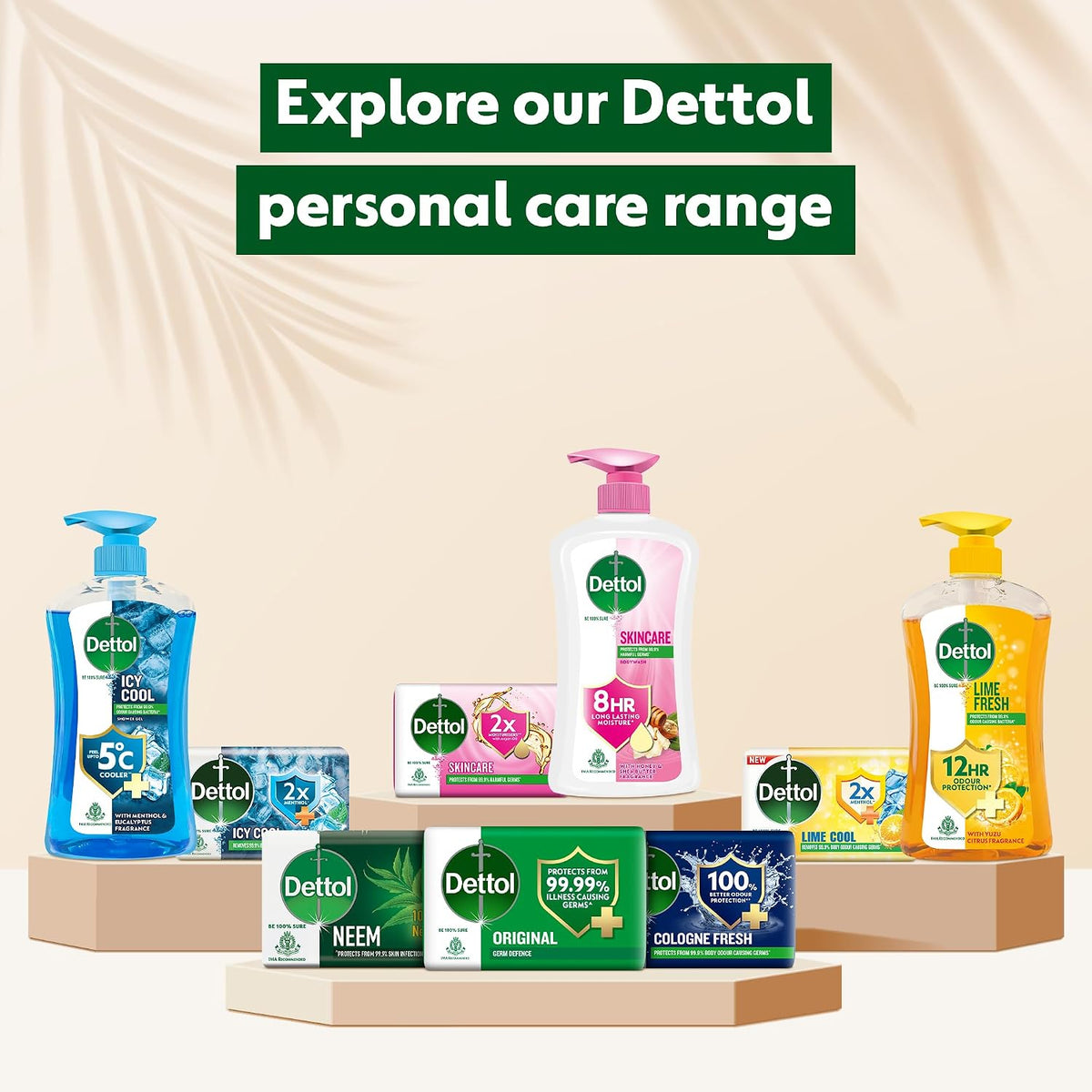 Dettol Lime Fresh Body Wash and Shower Gel Bottle for Women and Men (Pack of 3 - 250ml each) | Soap-Free Bodywash | 12hr Complete Odour Protection