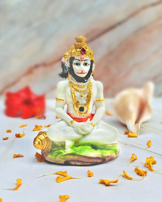 SHINDE EXPORTS Small Size Marble Hanuman Idol murti for car Dashboard Home puja (Multicolor)