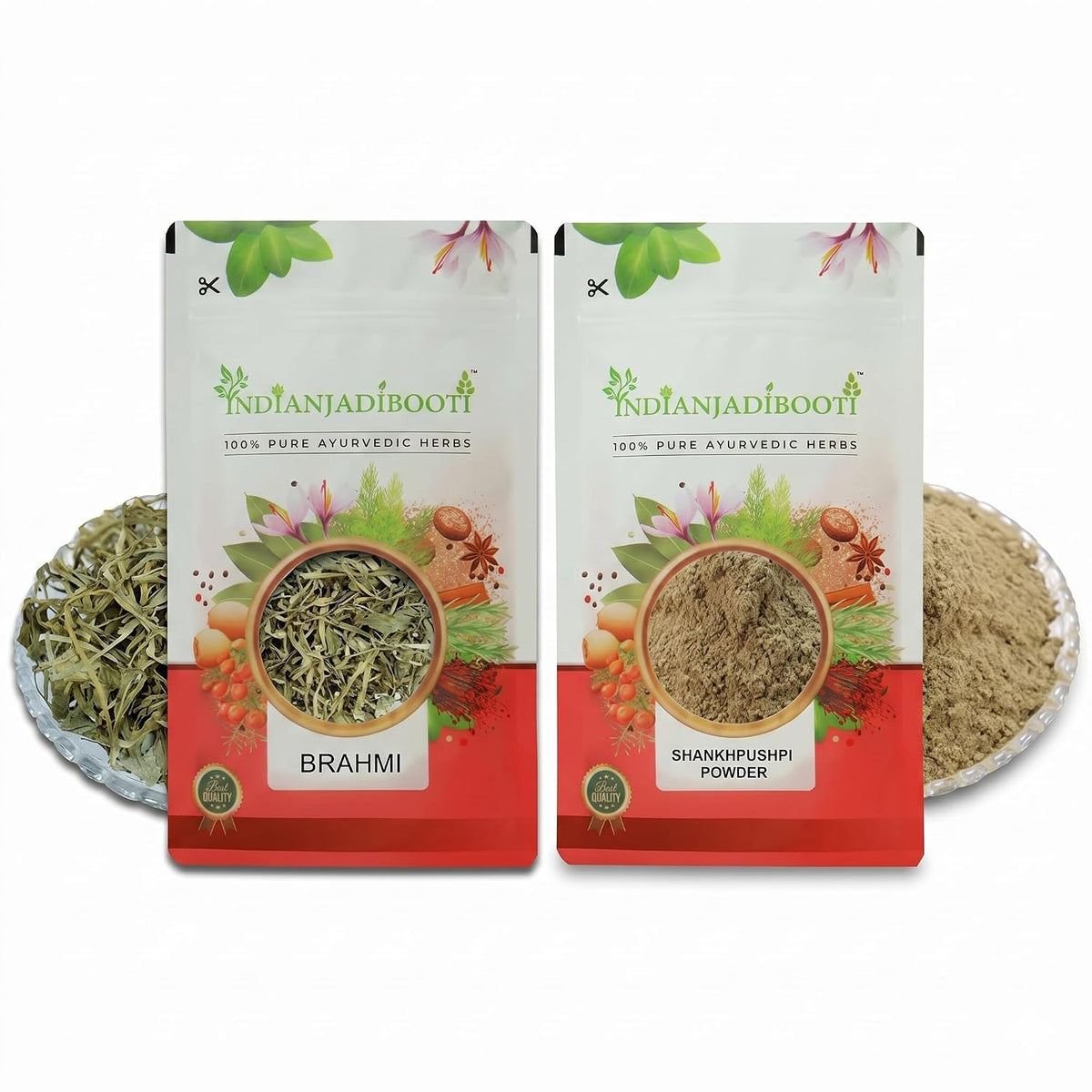 IndianJadiBooti Elite Brain Vitality Bundle: Brahmi Booti & Shankhpushpi Powder – For Superior Focus, Memory Retention & Neural Calm – 100gm Each