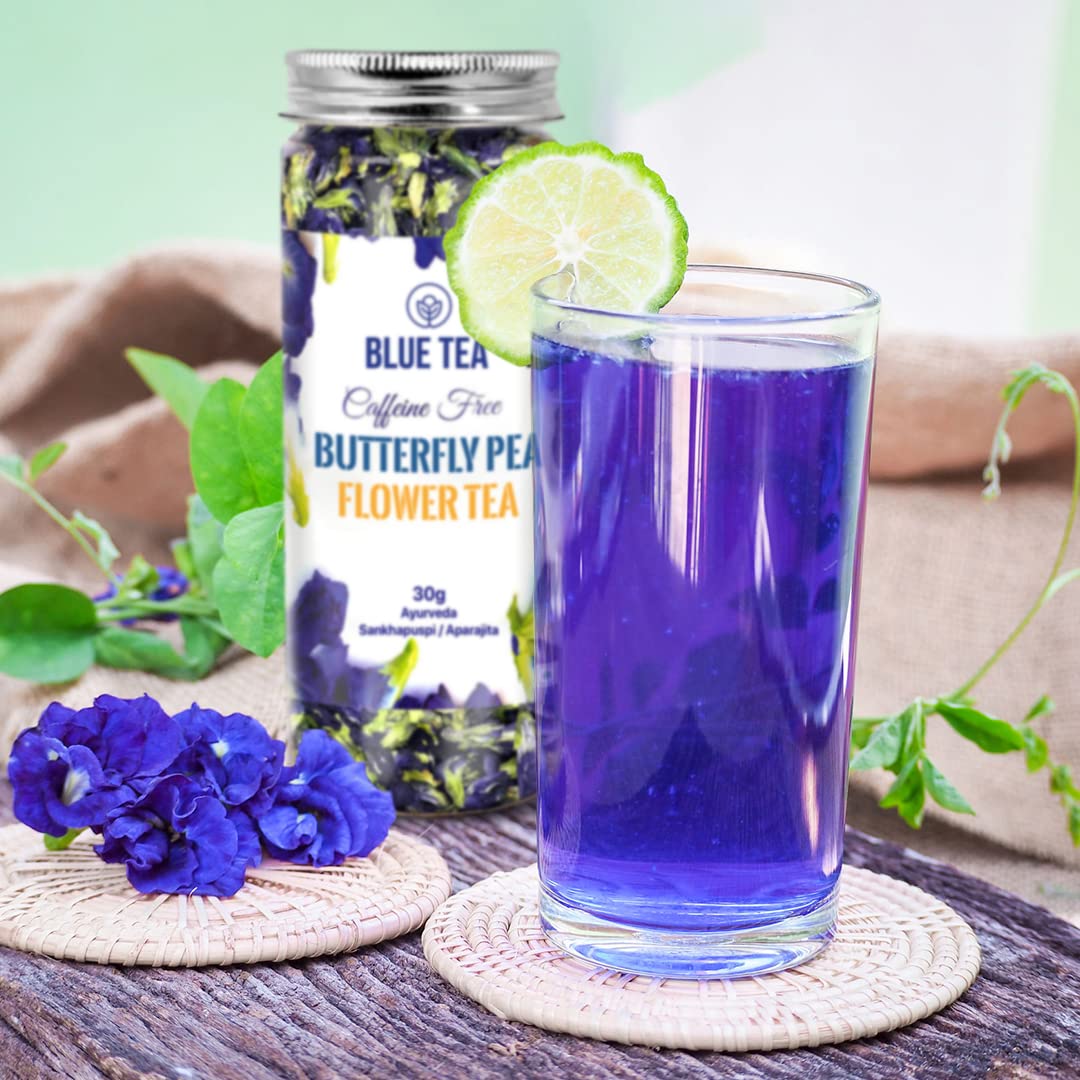 BLUE TEA - Combo Pack - Butterfly Pea Flower Tea (30g - 30 Cups) + Rose Tea (25g - 25 Cups) | DETOX TEA | Vitamin-C Rich - Caffeine Free - Natural Ingredients | Flower Based | Herbal Tea | Pet Jar