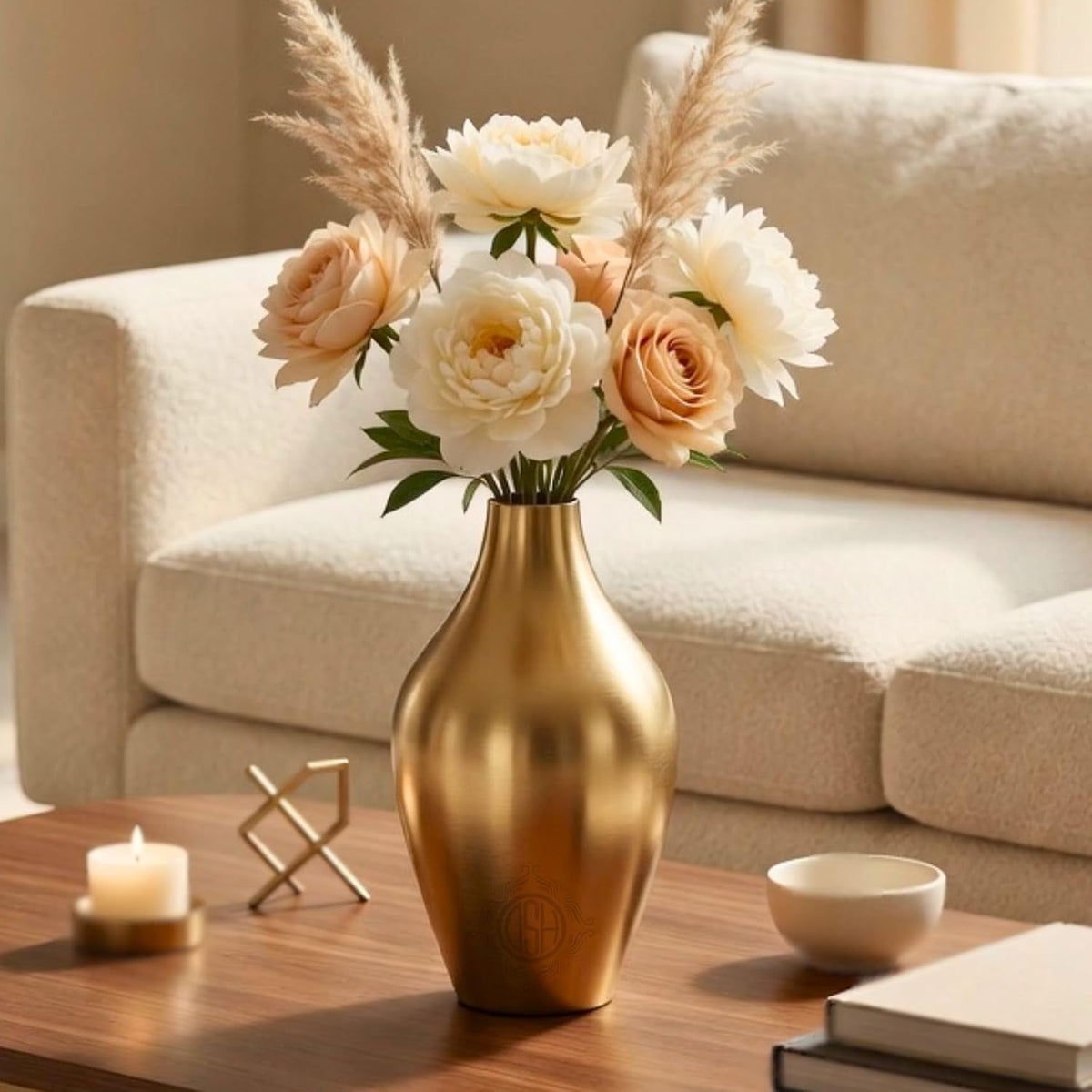 DSH Metal Flower Vase for Home Decor Living Room Kitchen Office (9 Inch) Metal Table Decorative Flower Pot