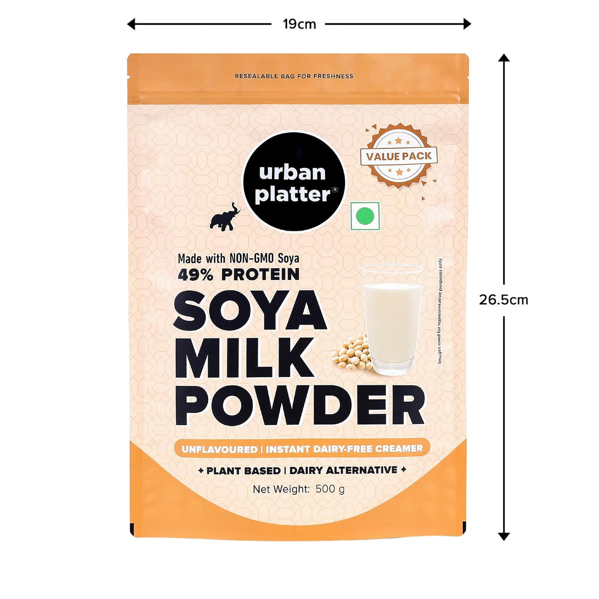 Urban Platter Soya Milk Powder, 500g (Soy-Based Dairy Alternative | Unsweetened | 49% Protein | Plant-Based | Non GMO)