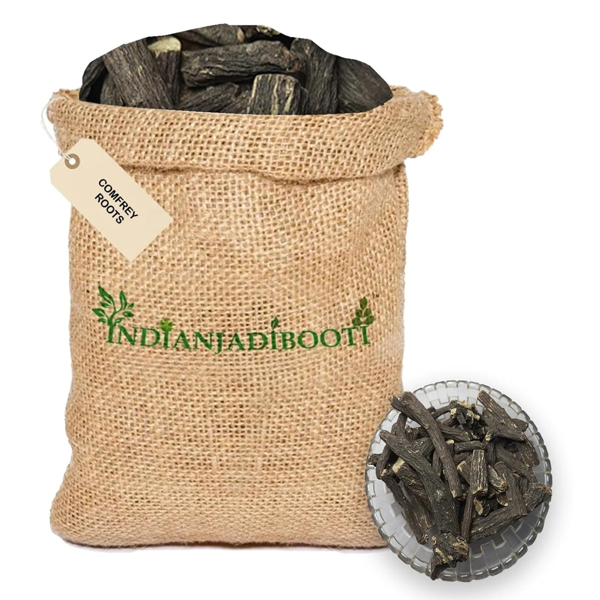 IndianJadiBooti Comfrey Root - Symphytum Officinale - Dried Knitbone Root for DIY Infused Oils, Salves & External Skin Soothing - 50g