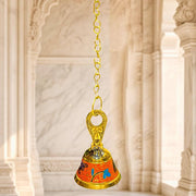 DSH Pure Brass Hanging Bell with Chain for Temple Mandir Door Home Decorative Ringing Bell (Orange, 1)