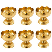 DSH Brass Diya Pure Brass Traditional Oil Puja Lamp for Temple, Mandir, Festival Decoration, Home Decor & Diwali Gift (Flower Bloom, Set of 6)