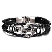 Shining Diva Fashion Leather Multi Strand Bracelet for Men and Boys