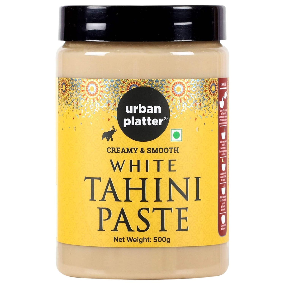 Urban Platter Tahini Paste, 500g (Smooth & Creamy White Sesame Paste, No Additives, Ideal for Hummus, Shawarma Sauce, Baba Ghanoush & Salad Dressings)
