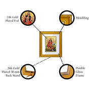 DIVINITI Goddess Durga Gold Plated Wall Photo Frame, Table Décor| DG Frame 101 Size 1 and 24K Gold Plated Foil| Religious Photo Frame Idol For Pooja, Gifts Items (13.5 CM X 15.5 CM)