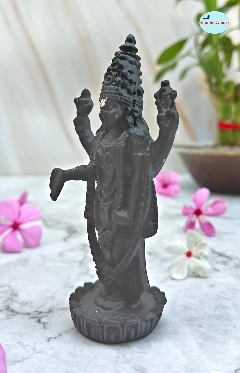 SHINDE EXPORTS Govinda Idol for car Dashboard/Balaji murti for car/tirupati Balaji murti/Balaji Vishu Statue for Pooja Room (Black)