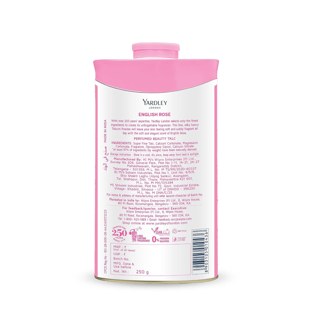 Yardley London English Rose Perfumed Beauty Talc | For Fragrant Glow|250g