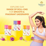 Yardley London English Blossom | Underarm Deodorant Roll On| With Licorirce Extract & Floral Extracts | Smooth & Eventoned Underarms | 72 H Long Lasting Floral Scent| 0% Alcohol & Dermat Approved | For Women | 50ml