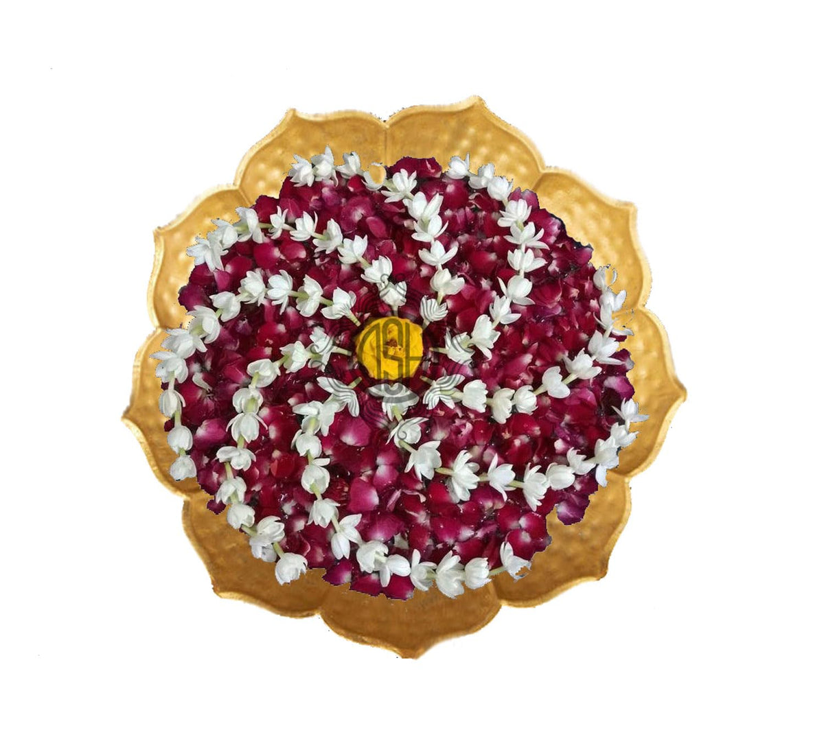 DSH Urli Bowl Round Flower Border Designer Bowl for Flowers and Tea Light Candles Home, 14 Inches Urli (Large), Office and Table Decor Best Gifts for Diwali Decor, Gold