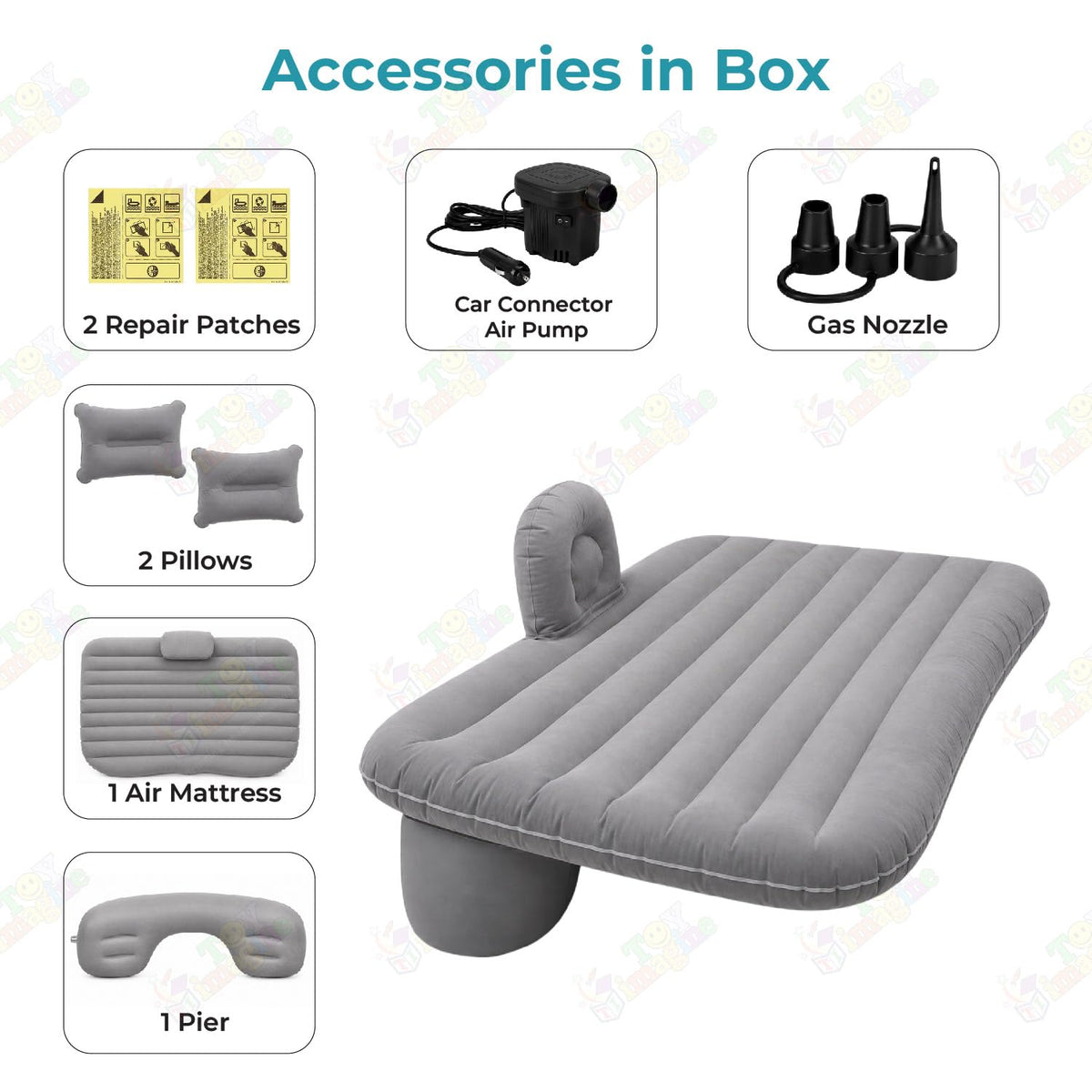 Toy Imagine Inflatable Car Bed with Air Pump & 2 Pillows