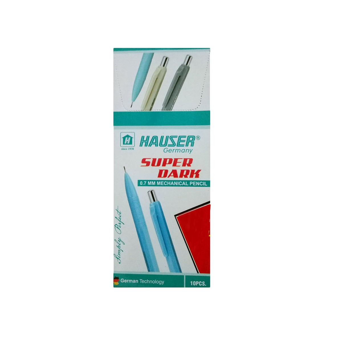 Hauser Germany Dark 0.7 Mm Mechanical Pencil + 10 Lead Boxes, Ink black