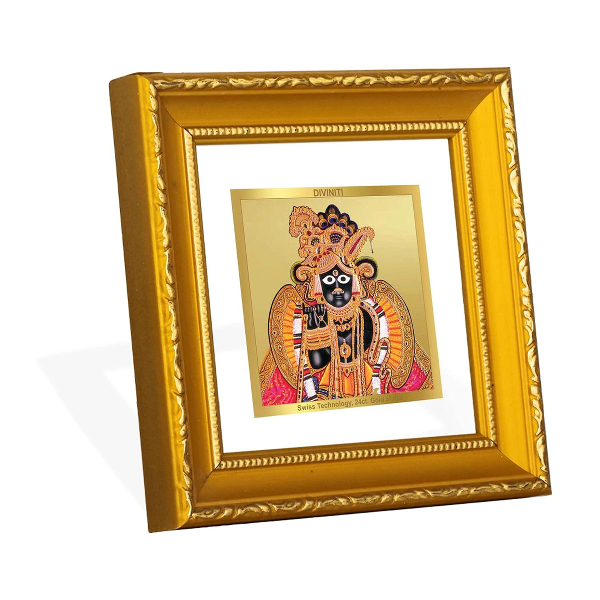 Diviniti Bankey Bihari Gold Plated Wall Photo Frame, Table Décor| DG Frame 101 Size 1A and 24K Gold Plated Foil| Religious Photo Frame Idol For Pooja, Gifts Items (10 CM X 10 CM)