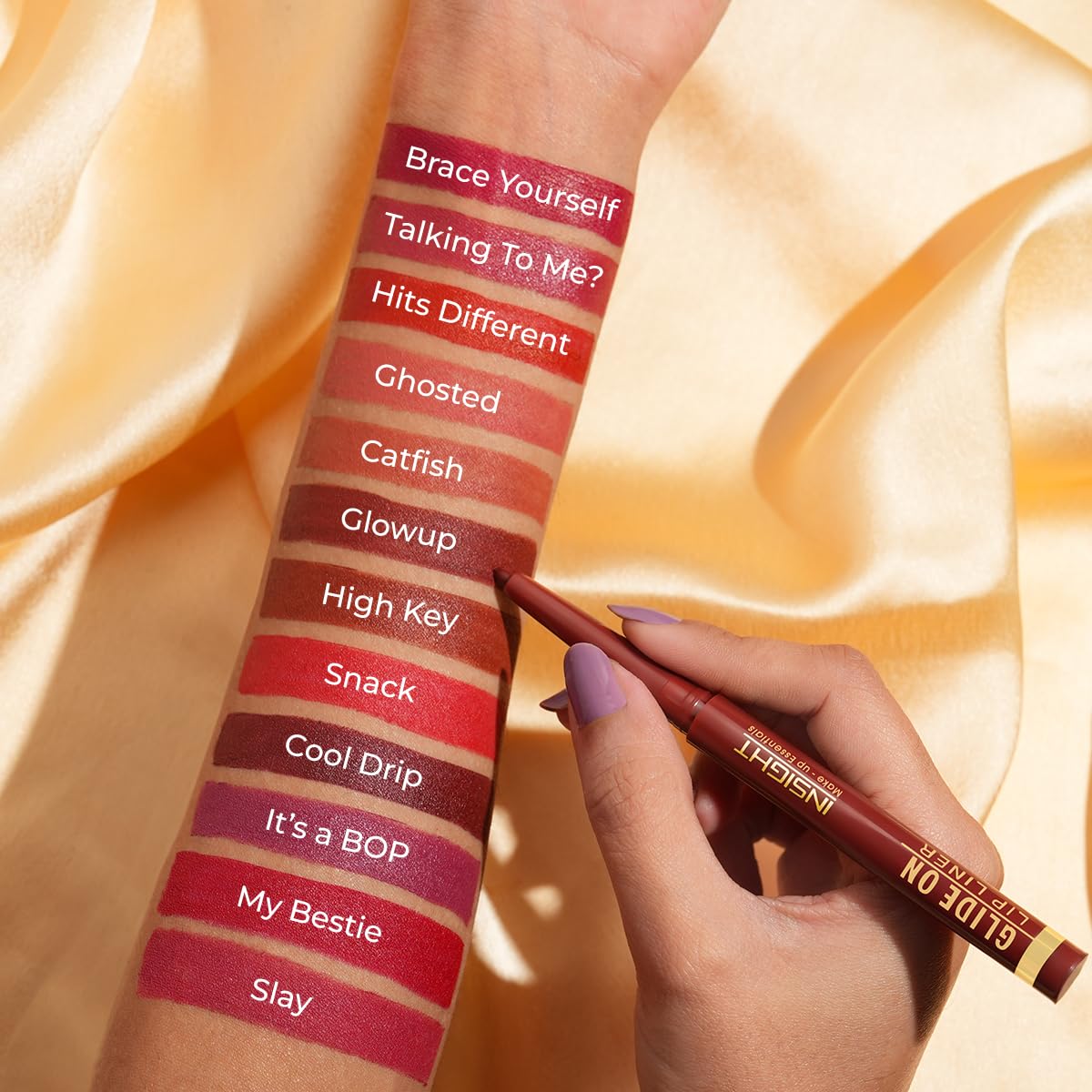 INSIGHT Glide On Lip Liner - Catfish | Intensely Pigmented | Ultra Smooth Texture | Long lasting Formula | Weightless Formula - 0.3 g