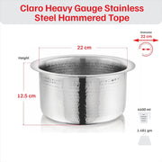 Vinod – Claro Heavy Gauge Stainless Steel Hammered Tope, 1.5 mm – Capacity 4600 ml