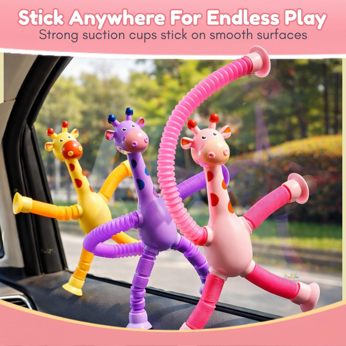 Toy Imagine Pack of 12 Telescopic Suction Toys Giraffe for Kids Birthday Return Gift Set Bulk Gifting Party Favor Toys for Kids Boys Girls