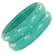 NMII Designer Glass Kada Set For Women & Girls Studded With Zircon Gemstone | Girls Bangle Bracelet | Traditional Chudi | Stylish Glass Kada For Party, Wedding - Set Of 2