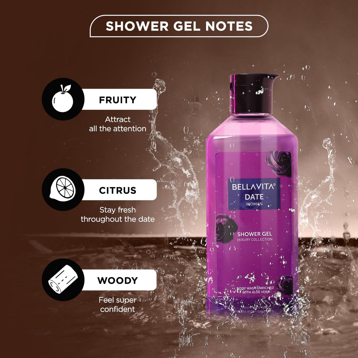 Bella Vita Luxury KLUB Man and Date Woman Body Wash Refreshing Shower Gel for Deep Cleansing, Hydrating & Moisturising Skin with Aloe Vera, 250ml Each