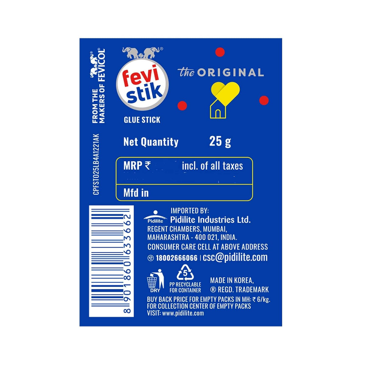 Pidilite Fevistik Glue Stick 25g, Pack of 3 | Multi-Purpose Glue Stick for School Projects, Art & Craft, DIY | Suitable for School & Office Activities | Easy to Use