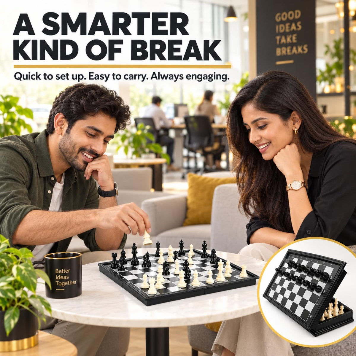 Toy Imagine Magnetic Chess Board Game – Folding Travel Chess Set with Pieces Storage | Portable Strategy Game for Kids & Adults | 2 Player Board Game for Travel, Learning & Fun