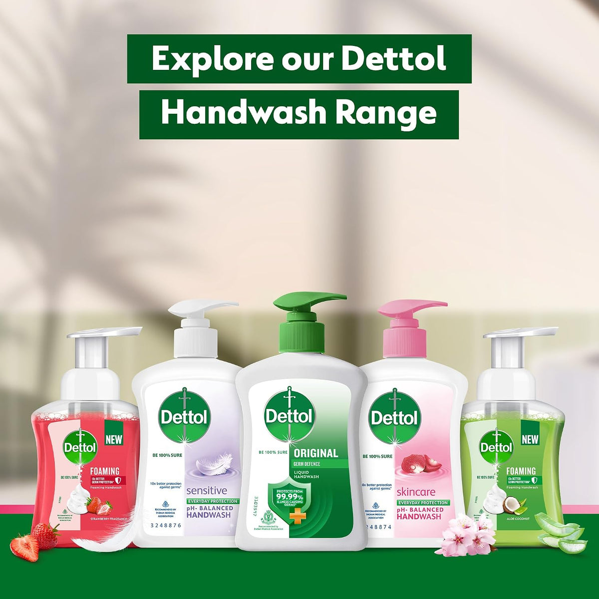 Dettol Liquid Handwash Dispenser Bottle Pump - Skincare Moisturizing Hand Wash (Pack of 3 - 200 ml each) | pH Balanced | 10x Better Germ Protection