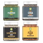 NatureVit Raw Seeds Combo Pack – 1Kg | Pumpkin, Sunflower, Flax & Chia Seeds (250g Each) | High Protein, Fiber-Rich Superfoods for Immunity & Weight Management