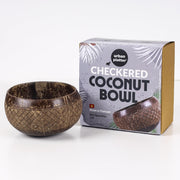 urban platter Checkered Coconut Bowl, 1 Unit (Light Weight | Jumbo Size | Eco-Friendly)