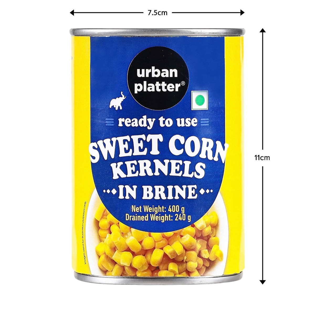 Urban Platter Ready to Use Sweet Corn Kernels in Brine, 400g (Drained Weight 240g)