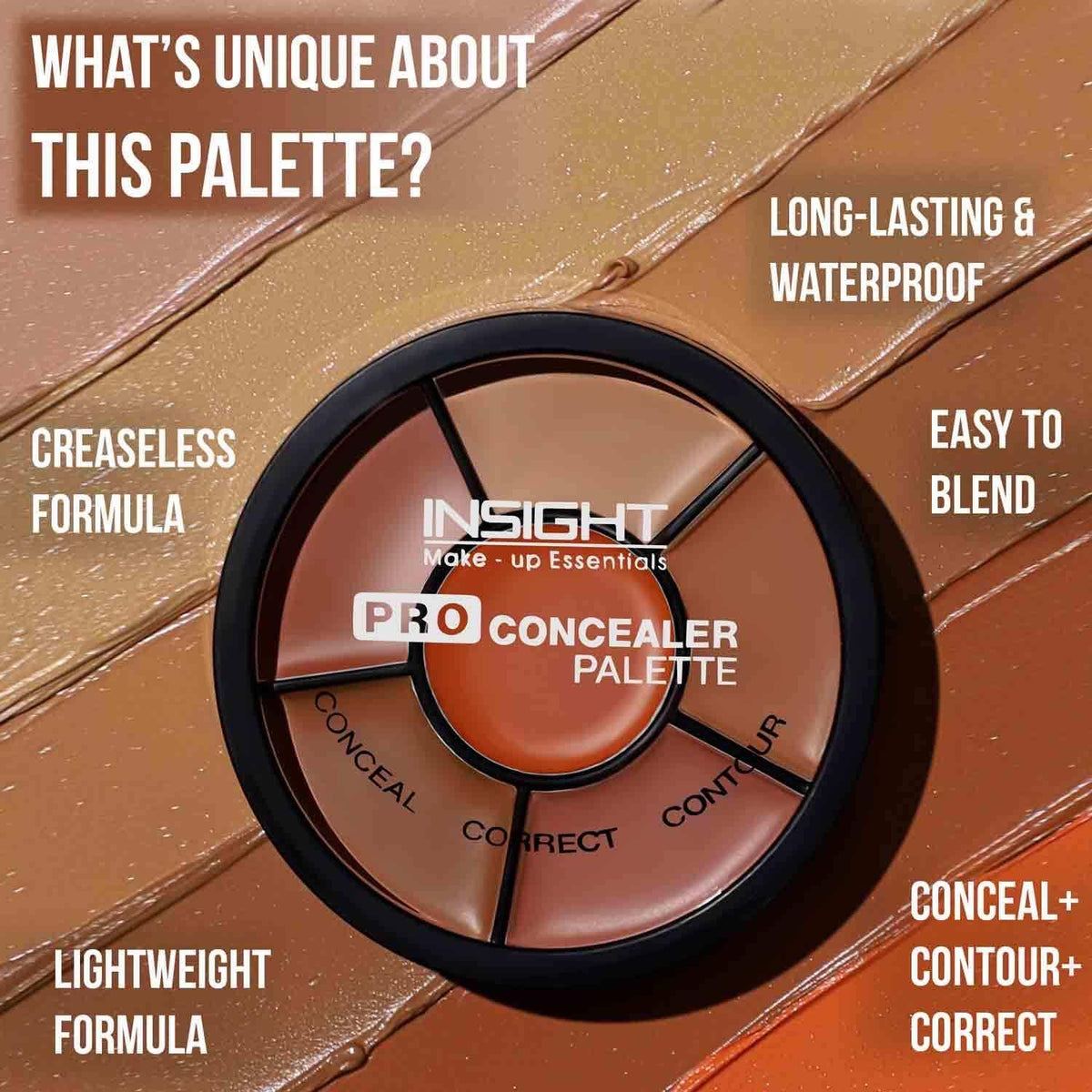 INSIGHT Cosmetics Glossy Pro Concealer Full Palette-Concealer|Conceal |Correct |Contour |Waterproof |Crease Resistance |Long Lasting |Oil Control (CR105-Concealer) (Pack Of 4)