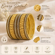 NMII Non-Precious Metal with Base Metal and Zircon Gemstone Studded Ball Chain Linked Glossy Finished Silk thread Bangle set for Women and Girls