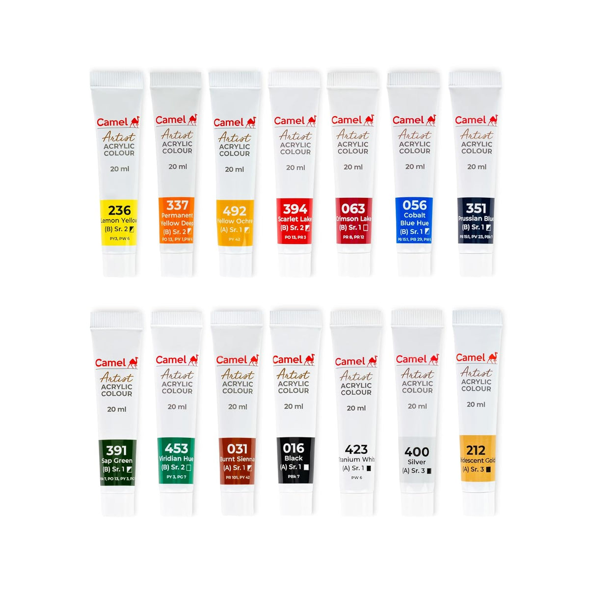 Camel Artist Acrylic Colours 14 Shades x 20ml