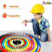 Toy Imagine 1200 Piece Colorful Wooden Domino Block Set for Kids