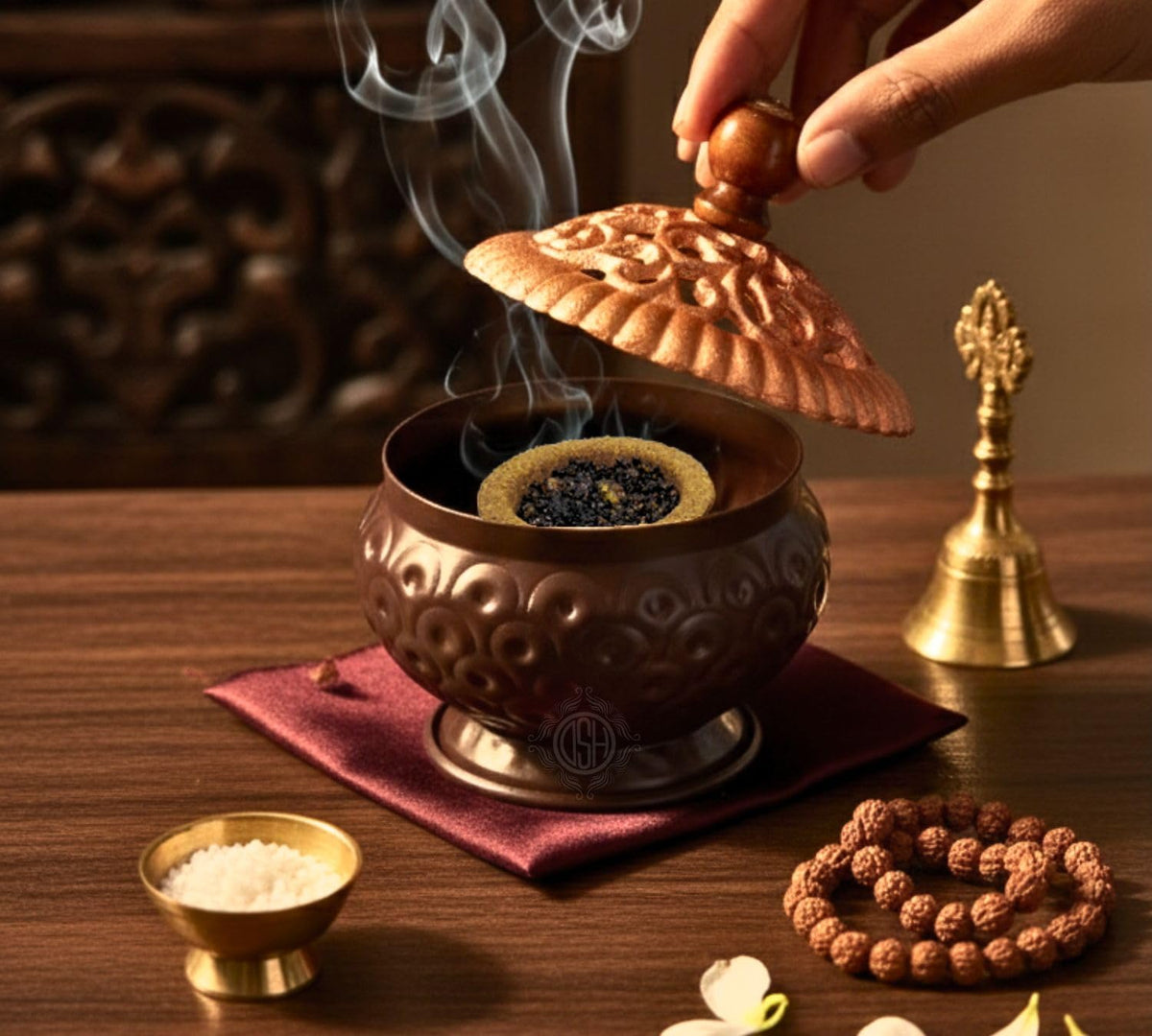 DSH Incense Burner Home Purifying Loban Dhoop Dani Dhuni for Home and Office Kapoor Dani for Puja Sambrani Dhoop Holder. (Divyadhuni Rosegold)