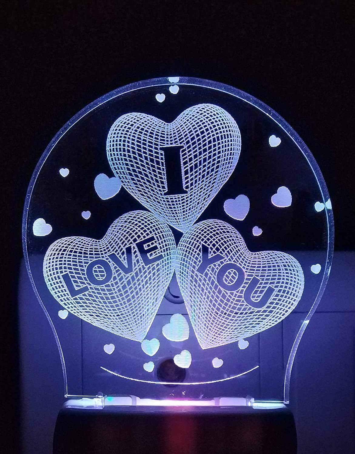 NMII Love You 3D Illusion Multicolour Night Lamp with 7 Color Changing Light for Gift,for Bedroom,Living Room Led Acrylic Night lamp with Plug, (NM_3D love You Night Lamp 214)