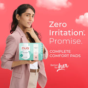 Nua Complete Comfort Sanitary Pads for Women L | Pack of 30 | Light Flow Pads | Super Saver | Zero Irritation Promise | Comfortable All-Day Protection | Ultra-Thin | Super Absorbent | No rashes | 50% Wider Back | 100% Toxic-Free, Dermatologically Tested | Essentials Pack
