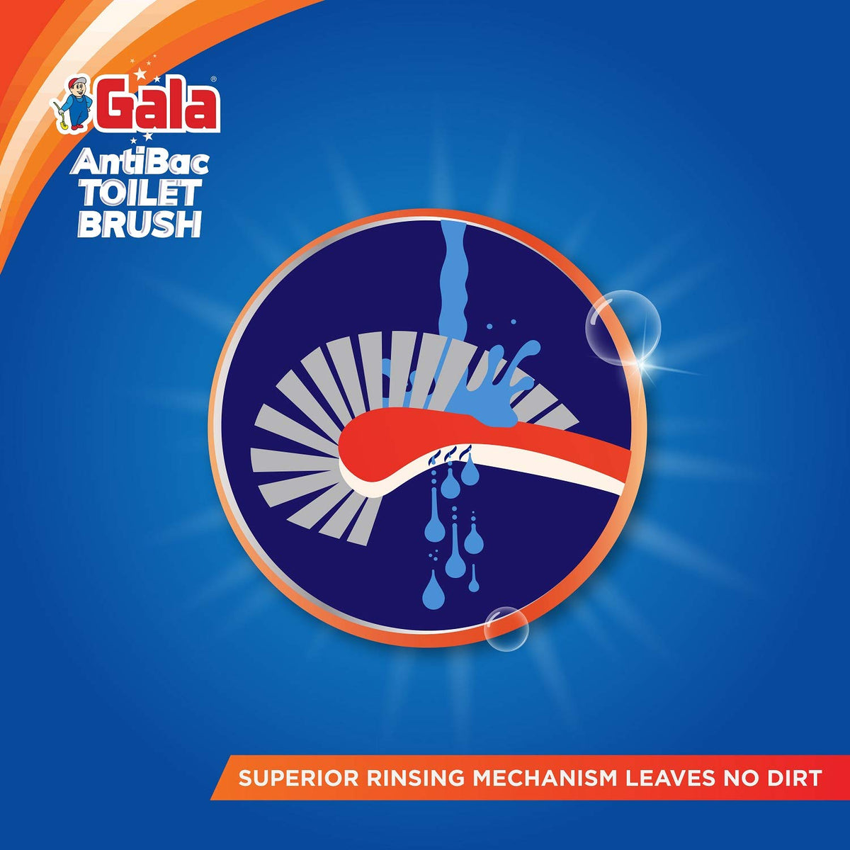 Gala Antibac Double Hockey Antibacteria Toilet Brush, Toilet Brush for Western and Indian Toilet, Ba