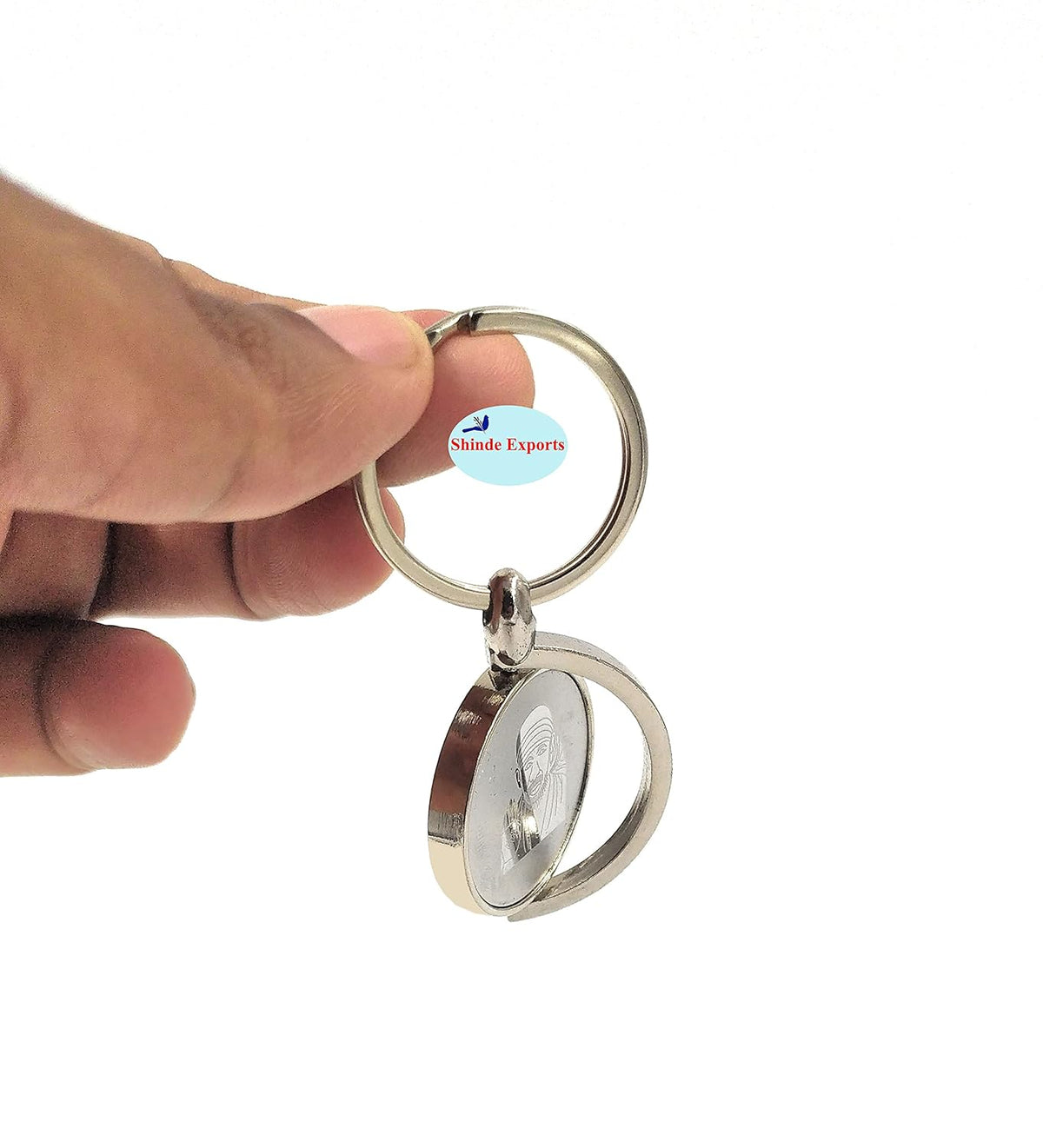 SHINDE EXPORTS Shirdi Sai Baba Stainless Steel Key Chains for car, Home and Bike (Circular revolving)